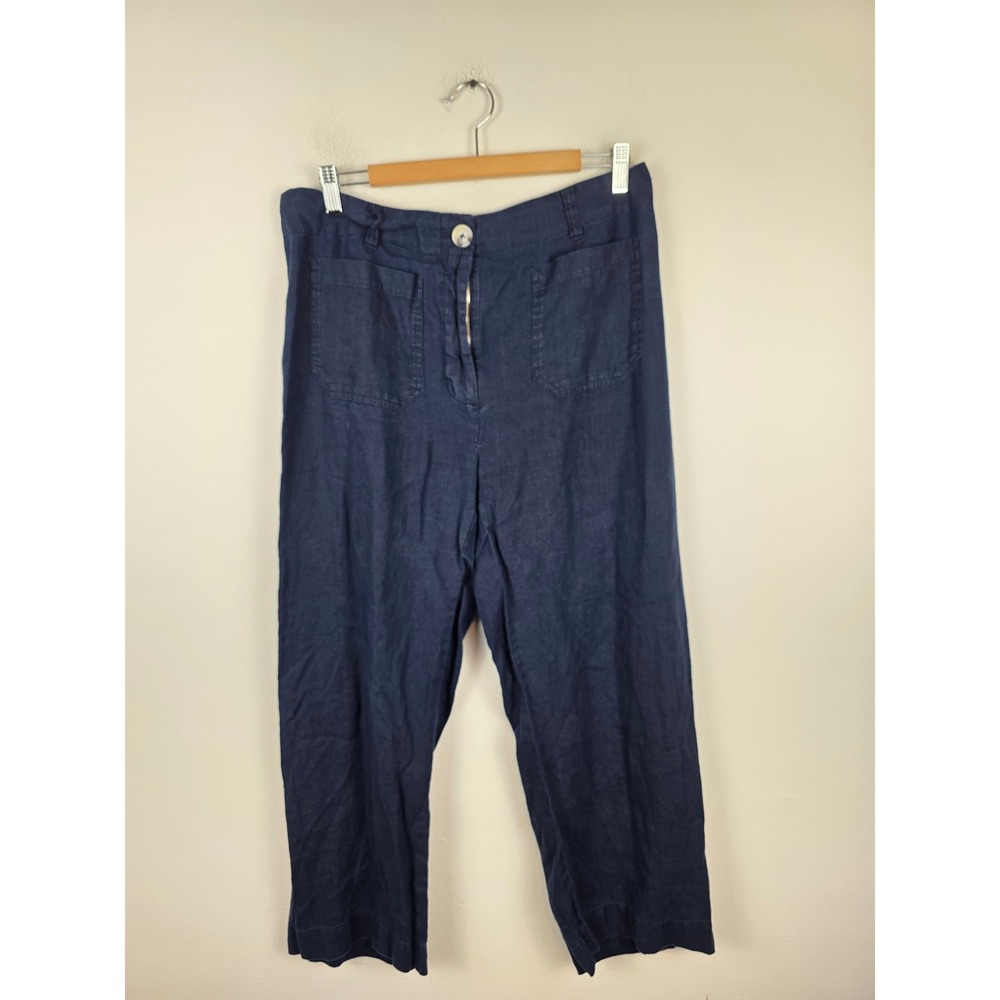 Quince 100% European Linen Wide Leg Trouser Deep Navy Blue Size 12 LB88258